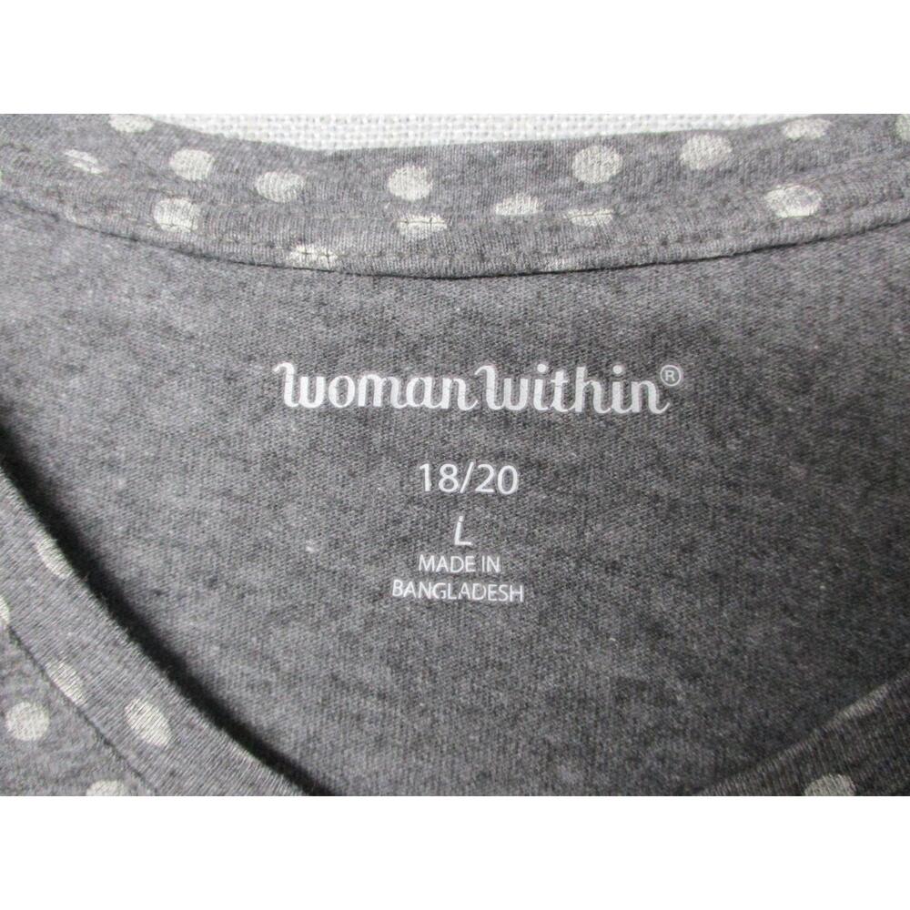 Woman Within Gray White Polka Dot V-Neck 3/4 Sleeve Tunic Top Womens Size 18/20 - Picture 3 of 8